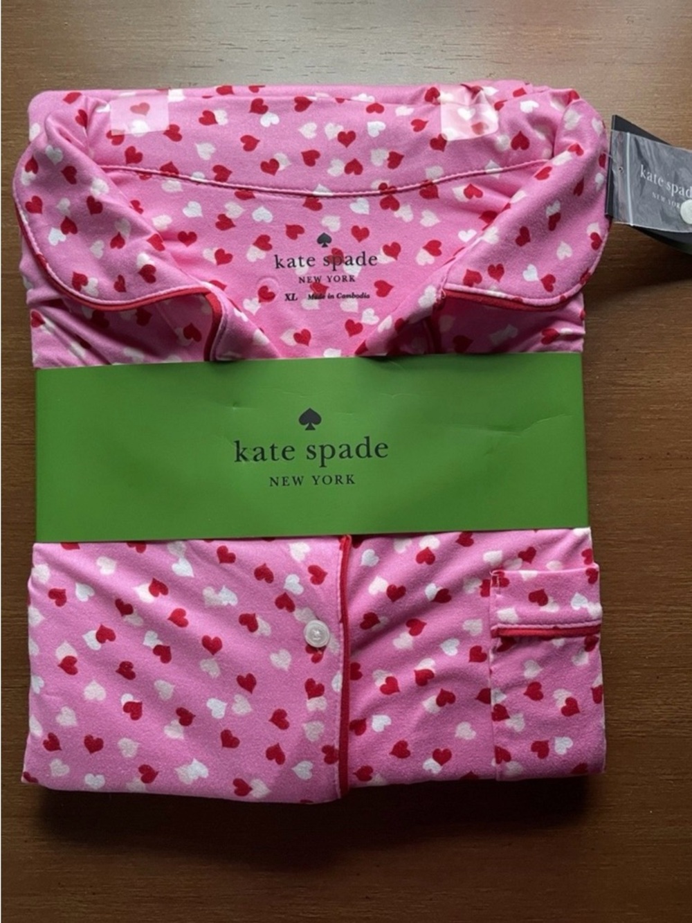 Kate Spade Pink Heart-Print Pajama Set Size S, NWTs